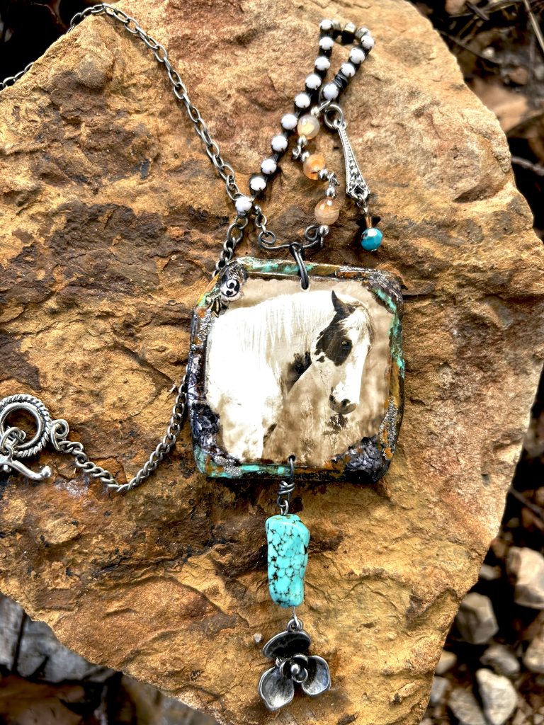 Wild Pinto Beaded Photo Necklace
