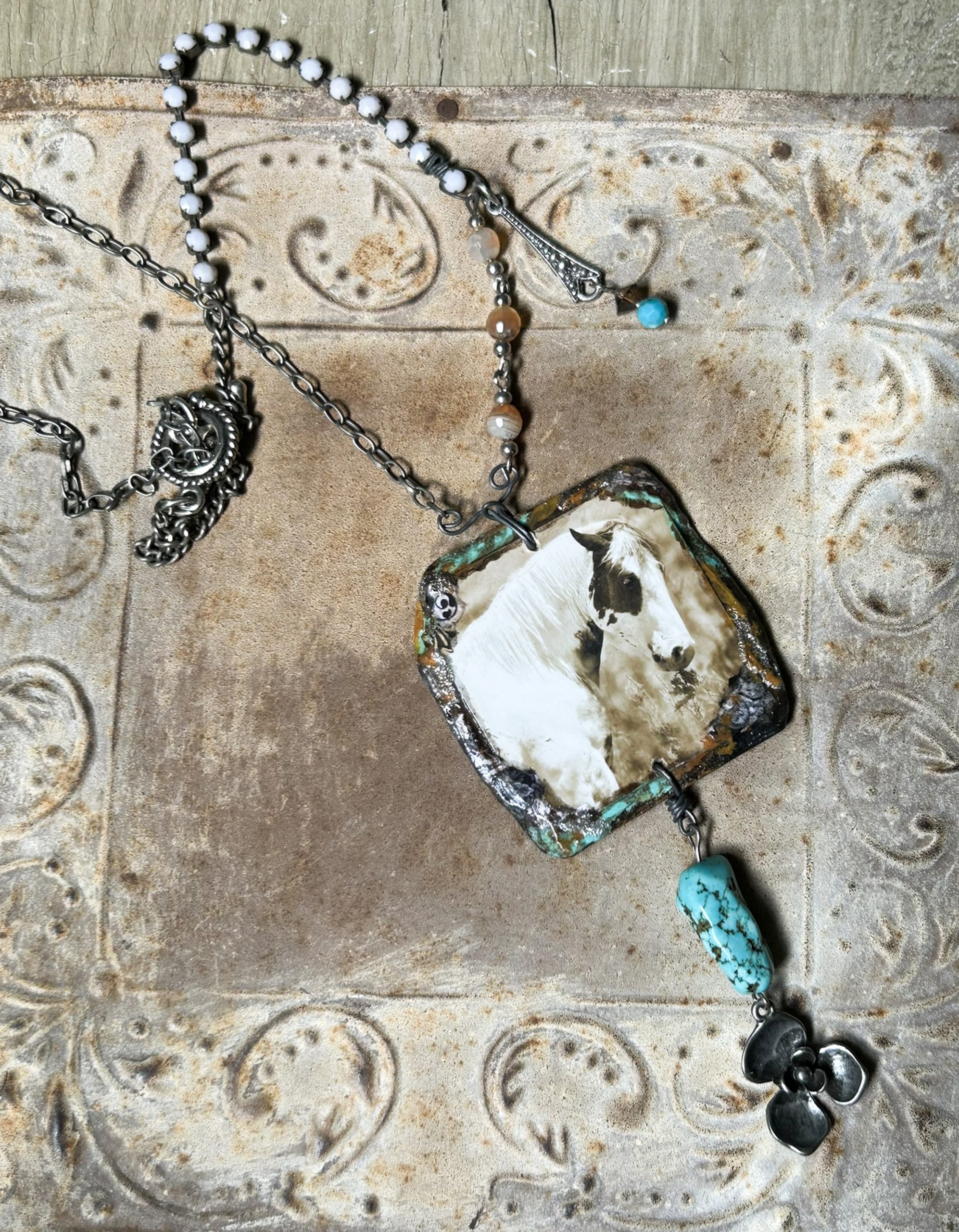 Wild Pinto Beaded Photo Necklace